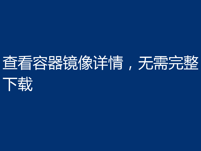 查看容器镜像详情,无需完整下载