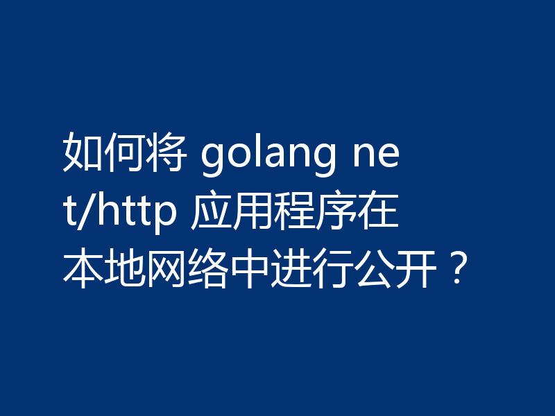 如何将 golang net/http 应用程序在本地网络中进行公开?