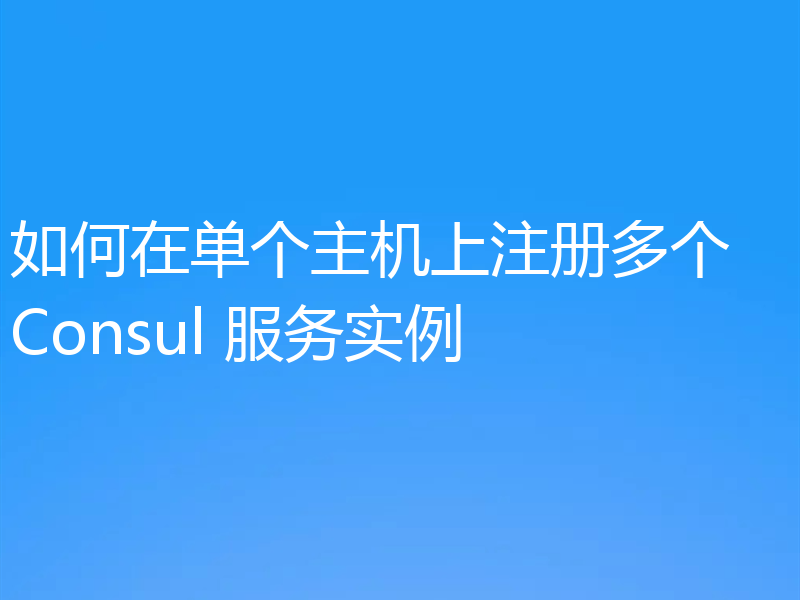 如何在单个主机上注册多个 Consul 服务实例