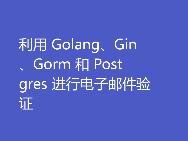利用 Golang、Gin、Gorm 和 Postgres 进行电子邮件验证