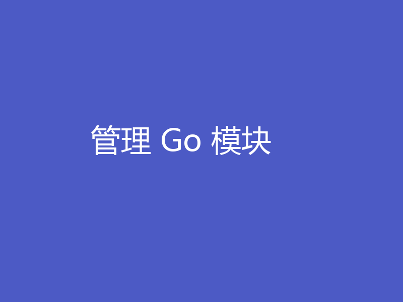 管理 Go 模块