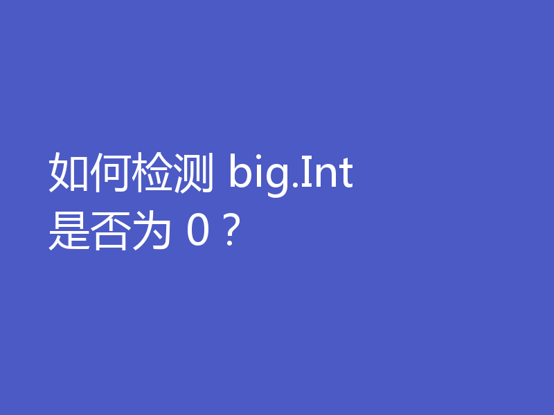 如何检测 big.Int 是否为 0?