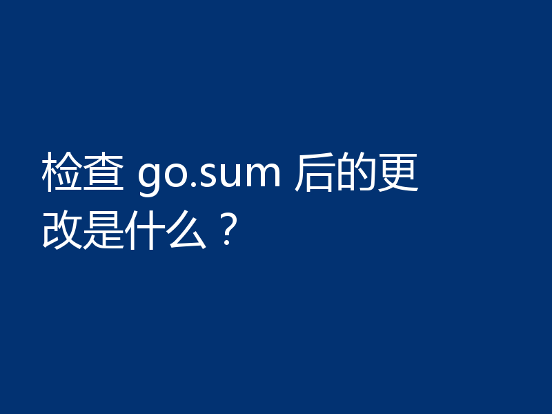 检查 go.sum 后的更改是什么?