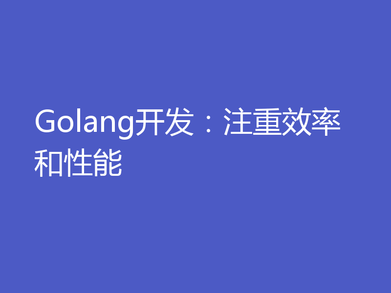 Golang开发:注重效率和性能