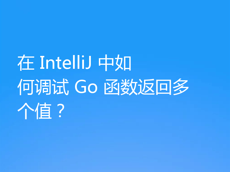 在 IntelliJ 中如何调试 Go 函数返回多个值?