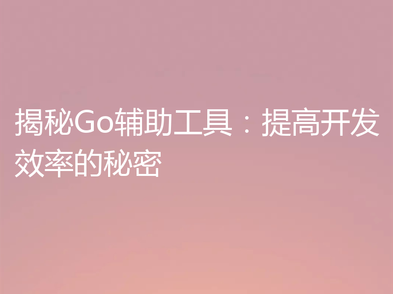 揭秘Go辅助工具:提高开发效率的秘密