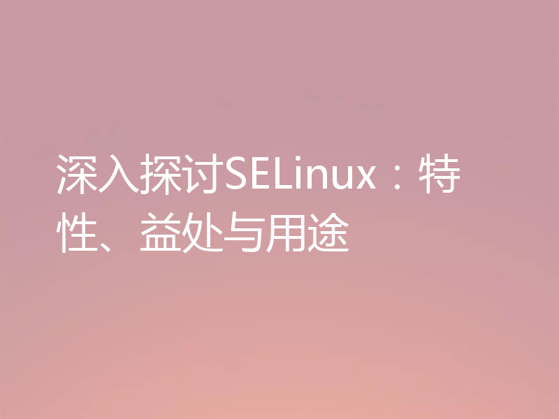 深入探讨SELinux:特性、益处与用途