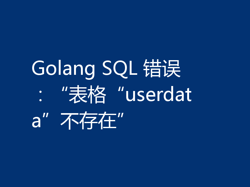 Golang SQL 错误:“表格“userdata”不存在”