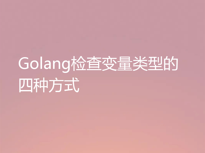 Golang检查变量类型的四种方式