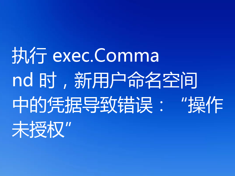 执行 exec.Command 时,新用户命名空间中的凭据导致错误:“操作未授权”