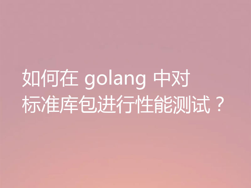 如何在 golang 中对标准库包进行性能测试?