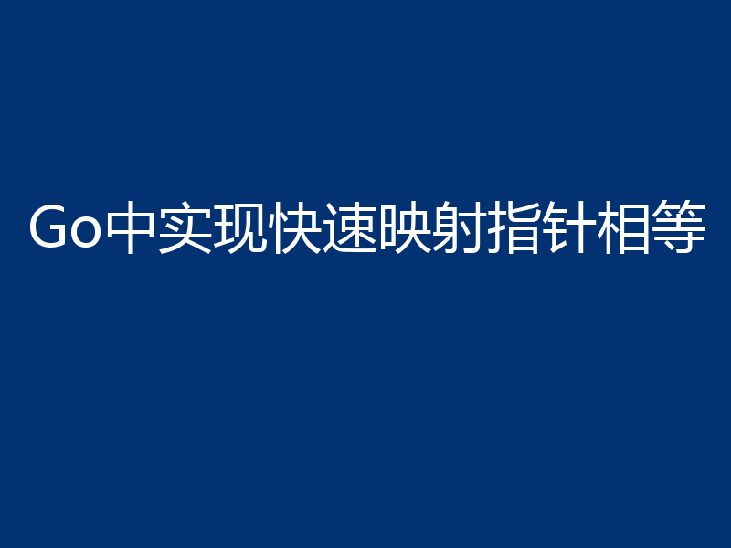 Go中实现快速映射指针相等