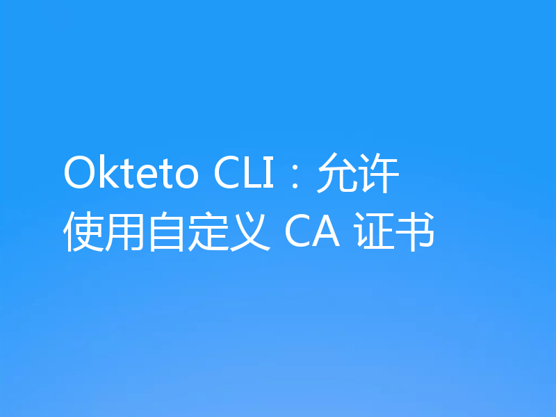 Okteto CLI:允许使用自定义 CA 证书