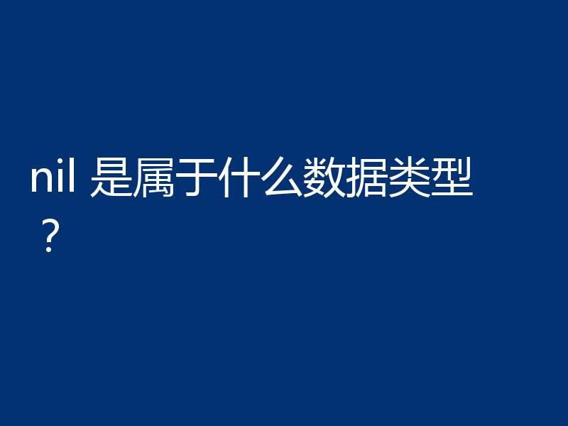 nil 是属于什么数据类型?