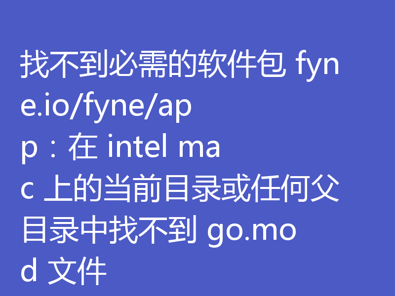 找不到必需的软件包 fyne.io/fyne/app:在 intel mac 上的当前目录或任何父目录中找不到 go.mod 文件