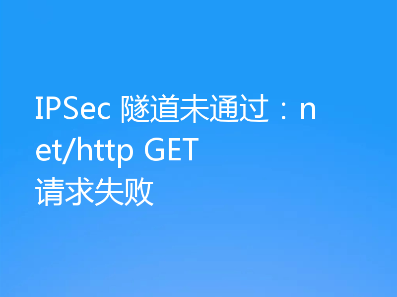 IPSec 隧道未通过:net/http GET 请求失败