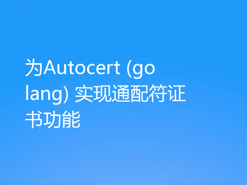 为Autocert (golang) 实现通配符证书功能