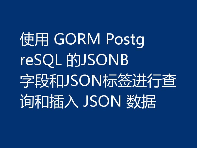 使用 GORM PostgreSQL 的JSONB字段和JSON标签进行查询和插入 JSON 数据