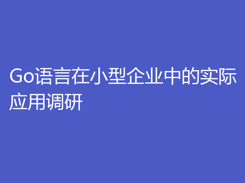 Go语言在小型企业中的实际应用调研