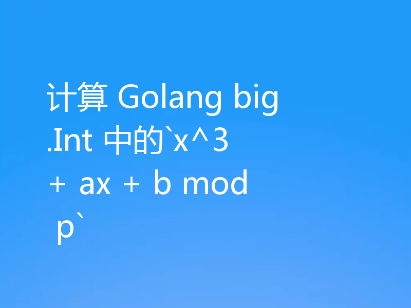 计算 Golang big.Int 中的`x^3 + ax + b mod p`