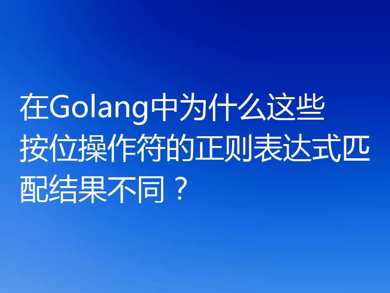 在Golang中为什么这些按位操作符的正则表达式匹配结果不同?