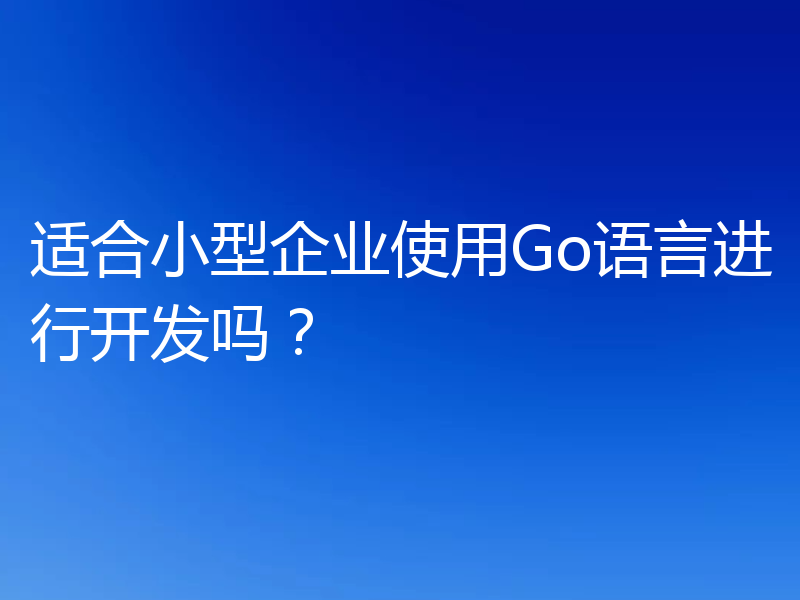 适合小型企业使用Go语言进行开发吗?