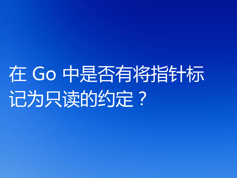 在 Go 中是否有将指针标记为只读的约定?