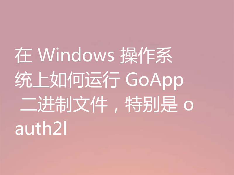 在 Windows 操作系统上如何运行 GoApp 二进制文件,特别是 oauth2l