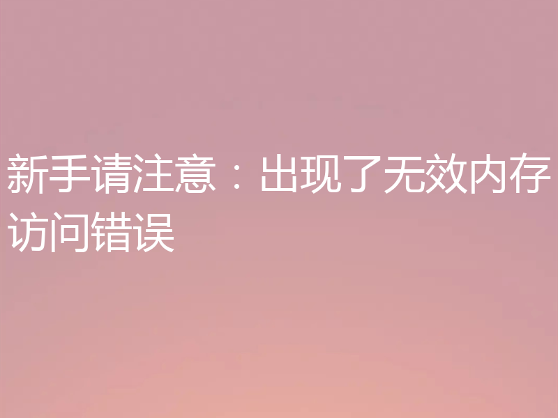 新手请注意:出现了无效内存访问错误