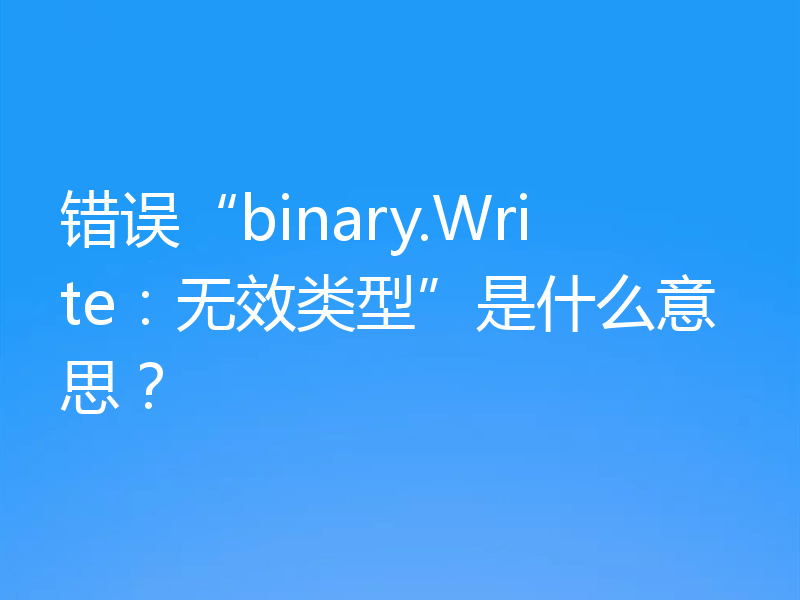 错误“binary.Write:无效类型”是什么意思?