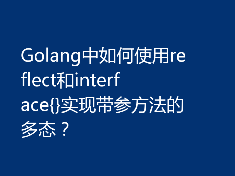 Golang中如何使用reflect和interface{}实现带参方法的多态?