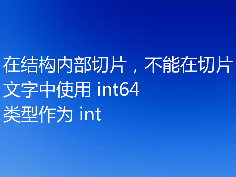 在结构内部切片,不能在切片文字中使用 int64 类型作为 int