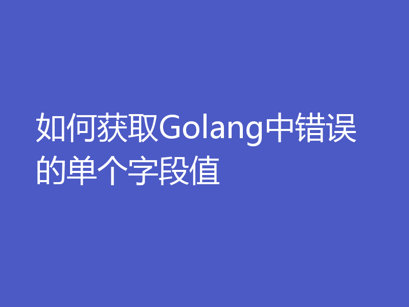 如何获取Golang中错误的单个字段值