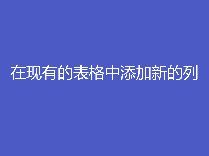 在现有的表格中添加新的列
