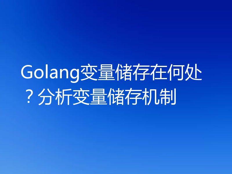 Golang变量储存在何处?分析变量储存机制