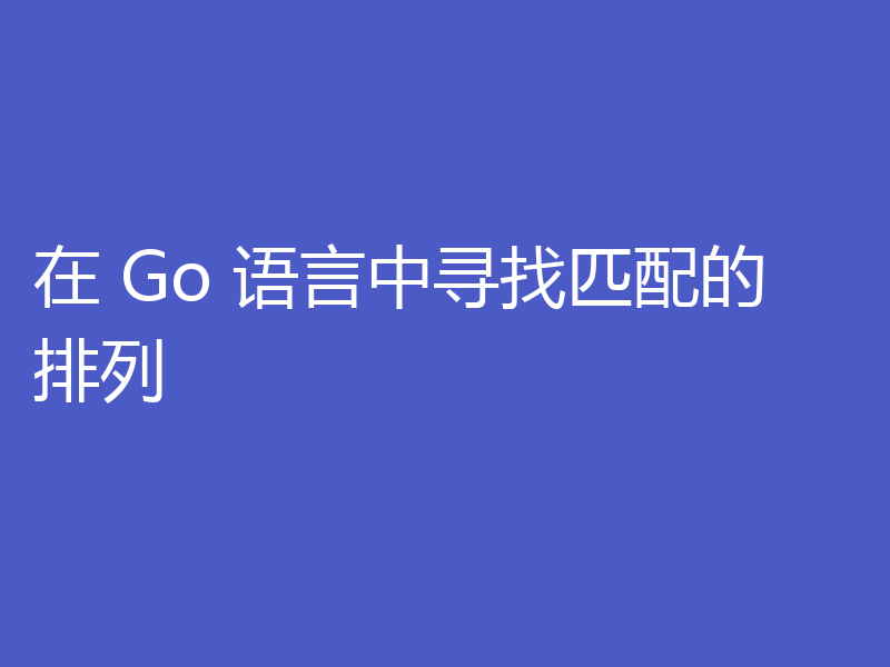 在 Go 语言中寻找匹配的排列