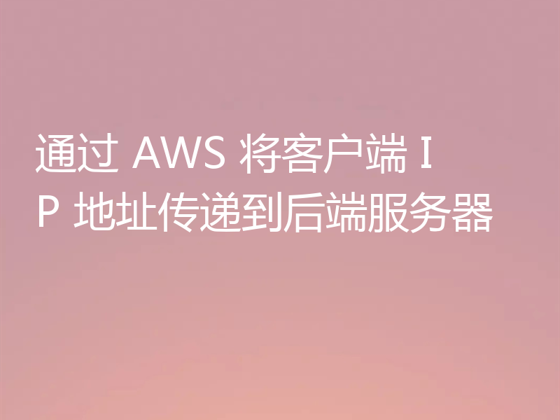 通过 AWS 将客户端 IP 地址传递到后端服务器