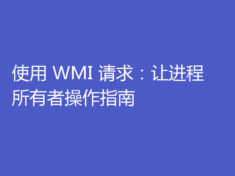 使用 WMI 请求:让进程所有者操作指南