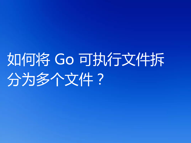 如何将 Go 可执行文件拆分为多个文件?