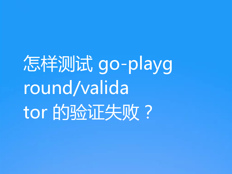 怎样测试 go-playground/validator 的验证失败?