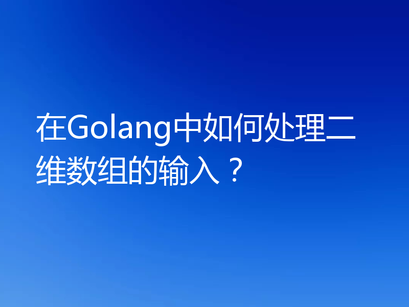 在Golang中如何处理二维数组的输入？