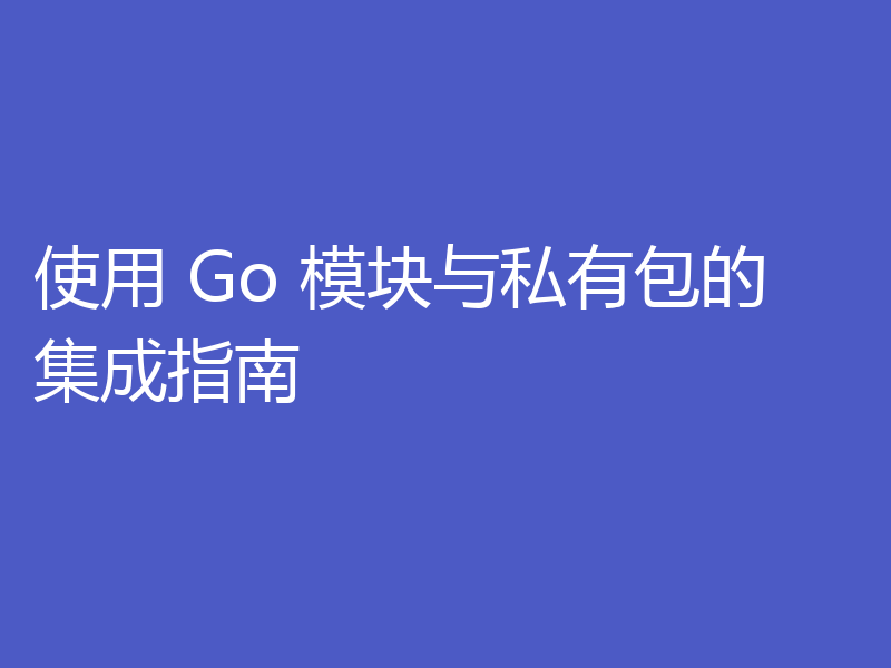 使用 Go 模块与私有包的集成指南