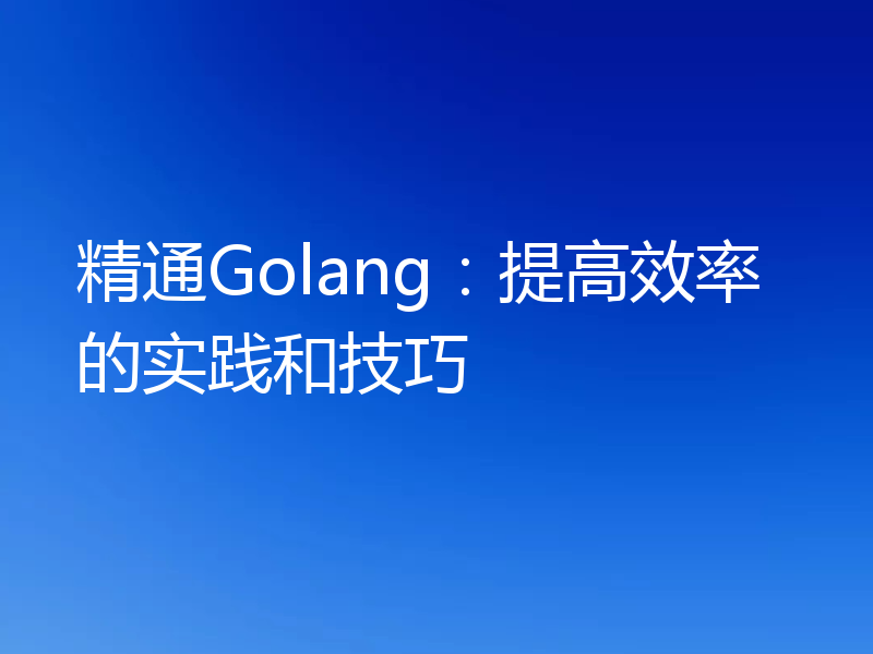 精通Golang:提高效率的实践和技巧