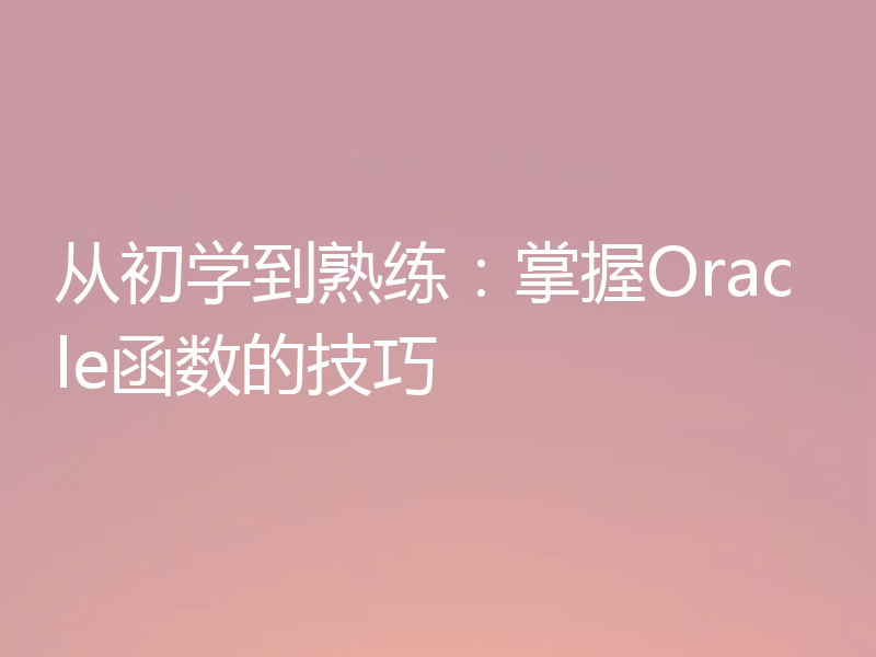 从初学到熟练:掌握Oracle函数的技巧