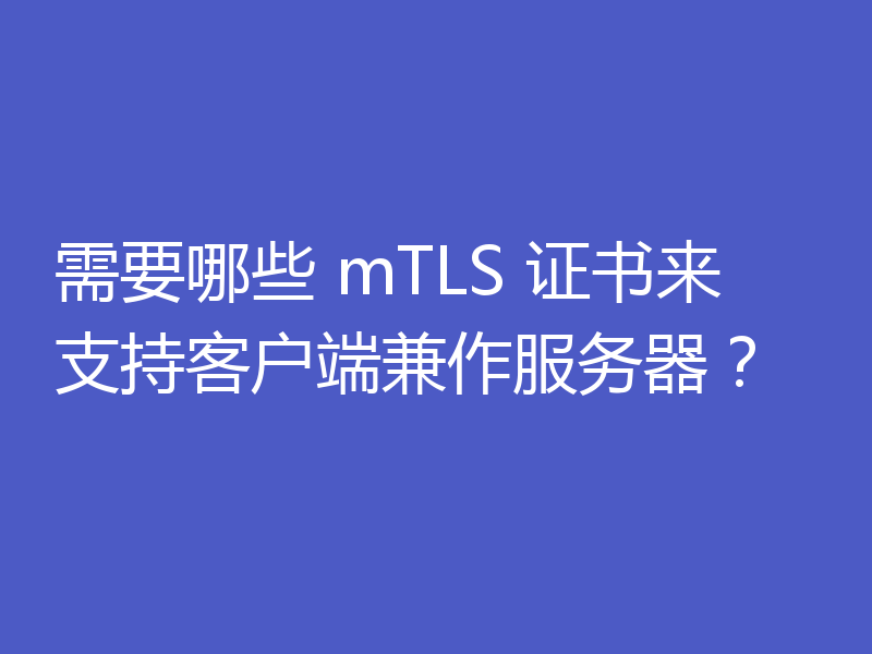 需要哪些 mTLS 证书来支持客户端兼作服务器?