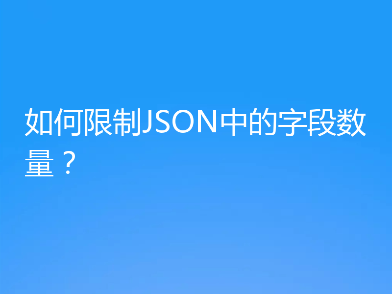 如何限制JSON中的字段数量?