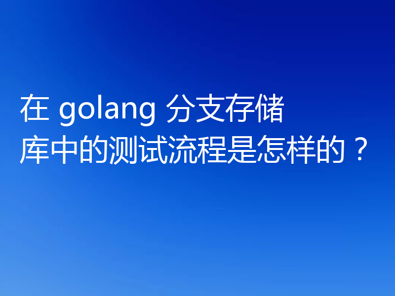 在 golang 分支存储库中的测试流程是怎样的?
