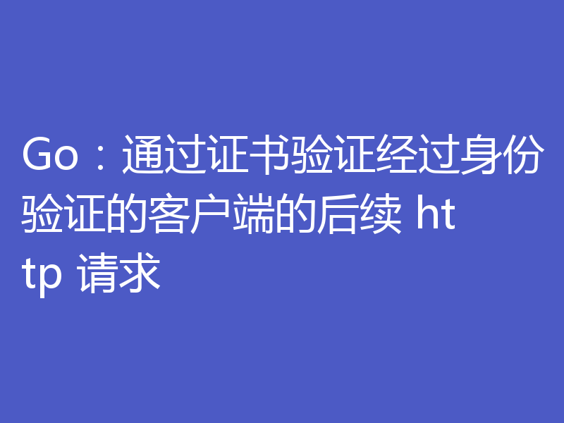 Go:通过证书验证经过身份验证的客户端的后续 http 请求