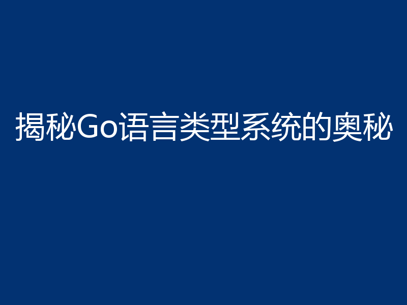 揭秘Go语言类型系统的奥秘