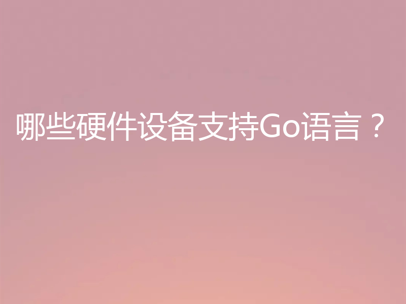 哪些硬件设备支持Go语言?